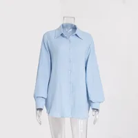 Two-Layer Pleated Cotton Shirt Loose Long Sleeve Cotton  Elements Casual Women's Shirt sku image 4