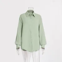Two-Layer Pleated Cotton Shirt Loose Long Sleeve Cotton  Elements Casual Women's Shirt sku image 7