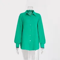 Two-Layer Pleated Cotton Shirt Loose Long Sleeve Cotton  Elements Casual Women's Shirt sku image 10