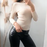 Slim-Fit Half Turtleneck Knitted Sweater Women's Early Autumn Solid Color Bottoming Shirt Casual Style Long Sleeve Top main image 4