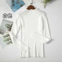 Slim-Fit Half Turtleneck Knitted Sweater Women's Early Autumn Solid Color Bottoming Shirt Casual Style Long Sleeve Top sku image 1