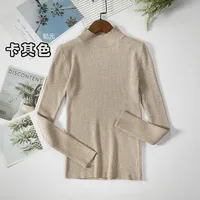 Slim-Fit Half Turtleneck Knitted Sweater Women's Early Autumn Solid Color Bottoming Shirt Casual Style Long Sleeve Top sku image 2