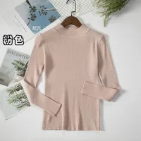 Slim-Fit Half Turtleneck Knitted Sweater Women's Early Autumn Solid Color Bottoming Shirt Casual Style Long Sleeve Top sku image 3
