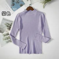 Slim-Fit Half Turtleneck Knitted Sweater Women's Early Autumn Solid Color Bottoming Shirt Casual Style Long Sleeve Top sku image 6