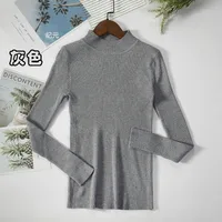 Slim-Fit Half Turtleneck Knitted Sweater Women's Early Autumn Solid Color Bottoming Shirt Casual Style Long Sleeve Top sku image 7