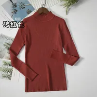 Slim-Fit Half Turtleneck Knitted Sweater Women's Early Autumn Solid Color Bottoming Shirt Casual Style Long Sleeve Top sku image 10