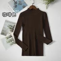 Slim-Fit Half Turtleneck Knitted Sweater Women's Early Autumn Solid Color Bottoming Shirt Casual Style Long Sleeve Top sku image 13
