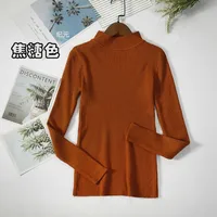 Slim-Fit Half Turtleneck Knitted Sweater Women's Early Autumn Solid Color Bottoming Shirt Casual Style Long Sleeve Top sku image 14