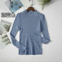 Slim-Fit Half Turtleneck Knitted Sweater Women's Early Autumn Solid Color Bottoming Shirt Casual Style Long Sleeve Top sku image 15