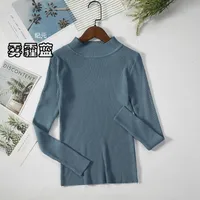 Slim-Fit Half Turtleneck Knitted Sweater Women's Early Autumn Solid Color Bottoming Shirt Casual Style Long Sleeve Top sku image 16