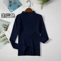 Slim-Fit Half Turtleneck Knitted Sweater Women's Early Autumn Solid Color Bottoming Shirt Casual Style Long Sleeve Top sku image 18