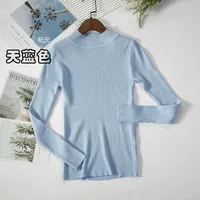 Slim-Fit Half Turtleneck Knitted Sweater Women's Early Autumn Solid Color Bottoming Shirt Casual Style Long Sleeve Top sku image 19