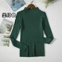 Slim-Fit Half Turtleneck Knitted Sweater Women's Early Autumn Solid Color Bottoming Shirt Casual Style Long Sleeve Top sku image 20