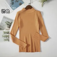 Slim-Fit Half Turtleneck Knitted Sweater Women's Early Autumn Solid Color Bottoming Shirt Casual Style Long Sleeve Top sku image 21