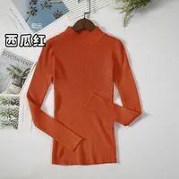 Slim-Fit Half Turtleneck Knitted Sweater Women's Early Autumn Solid Color Bottoming Shirt Casual Style Long Sleeve Top sku image 22