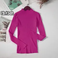 Slim-Fit Half Turtleneck Knitted Sweater Women's Early Autumn Solid Color Bottoming Shirt Casual Style Long Sleeve Top sku image 23