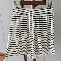Fashion Style High Waist Loose Design Pinstripe Casual Wide Leg Pants Sports All-Match Women's Shorts Streetwear Senior Street sku image 6
