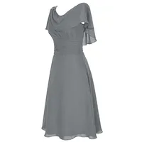 Fashion Sexy One-Shoulder  Style Chiffon Dress Wedding Dress High Waist A- Line Skirt Solid Color Pleated Skirt main image 4