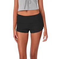Low Waist Women's Basic Slim Casual Shorts Summer Trendy Foldable Waist Short Hot Pants Elastic Polyester Fabric main image 1