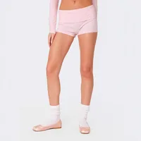 Low Waist Women's Basic Slim Casual Shorts Summer Trendy Foldable Waist Short Hot Pants Elastic Polyester Fabric main image 2