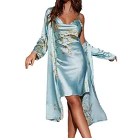Women's Four Seasons Homewear Thin With Shoulder-Straps Nightgown Dress Two-Piece V-neck Long Sleeve Breathable Pajamas Outdoor Wear main image 5