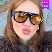 Stylish Round Frame Frog Glasses Sunglasses Personality Small Frame Classic Style Travel And Streetwear Sun Protection main image 1