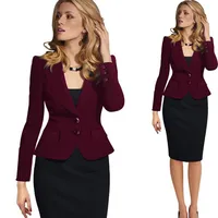 Spring And Autumn Slim Fit European Style Women's Suit Jacket Solid Color Single Button Knitted Ponte-De-Roma Long Sleeve Street Style main image 1