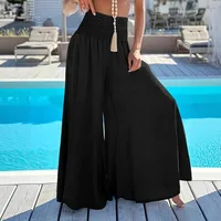 Spring And Summer New Women's High Waist Drawstring Ice Silk Wide-Leg Pants Casual Trousers Solid Color  Style main image 1