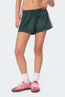 New Women's Casual Sports Shorts Elastic Waist Three-Point Length Polyester Blend Comfortable Breathable Mid Waist sku image 6