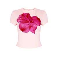 Fashion Sexy Short Sleeve Navel T-shirt Women's Printed Tight Small Top Macaron Color Spring And Summer Elegant Commuter main image 5