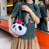 Cartoon Animal Single Shoulder Bag Children's Plush Round Shape Casual Holiday Zipper Closure Crossbody Bag All Seasons Cute Style main image 4