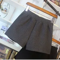 Slim High Waist Wide Leg Wool Mini Shorts Ladies Autumn And Winter New Loose Fashion Plus Size Bell-Bottom Pants sku image 1
