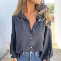 Autumn And Winter Wild Long Sleeve Women's Collar Decorated With Buttons Shirt Top Single Button Closure Regular Sleeve Length Fashion main image 3