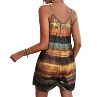 Casual Plus Size Women's Jumpsuit Printed Sleeveless Wide-Leg Pants  Style Loose Waist Five-Point Length Polyester main image 5