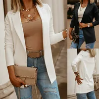 Autumn Leisure Commuter Solid Color Women's Suit Jacket Elegant Style Polyester Fabric Long Sleeve Slim Fit Fashion Trend main image 1