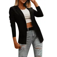 Autumn Leisure Commuter Solid Color Women's Suit Jacket Elegant Style Polyester Fabric Long Sleeve Slim Fit Fashion Trend main image 2