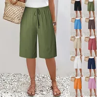 Casual Fashion Solid Color Women's Shorts Mid Waist Length Fifth Pants European Style Polyester Fabric Commuter Urban Style main image 1