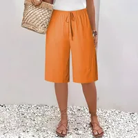 Casual Fashion Solid Color Women's Shorts Mid Waist Length Fifth Pants European Style Polyester Fabric Commuter Urban Style main image 2