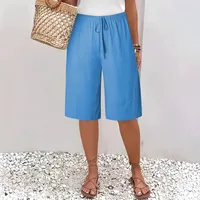 Casual Fashion Solid Color Women's Shorts Mid Waist Length Fifth Pants European Style Polyester Fabric Commuter Urban Style main image 3