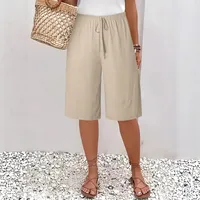 Casual Fashion Solid Color Women's Shorts Mid Waist Length Fifth Pants European Style Polyester Fabric Commuter Urban Style main image 4