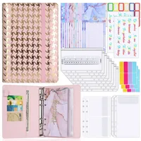 Creative Leather Ring Loose Leaf Notebook Suitable For Financial Planner Accounting Notebook Pink XINGX Marble Design With Storage And Stickers main image 1