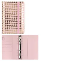 Creative Leather Ring Loose Leaf Notebook Suitable For Financial Planner Accounting Notebook Pink XINGX Marble Design With Storage And Stickers main image 5