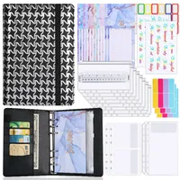 Creative Leather Ring Loose Leaf Notebook Suitable For Financial Planner Accounting Notebook Pink XINGX Marble Design With Storage And Stickers sku image 6