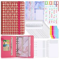 Creative Leather Ring Loose Leaf Notebook Suitable For Financial Planner Accounting Notebook Pink XINGX Marble Design With Storage And Stickers sku image 7