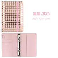 Creative Leather Ring Loose Leaf Notebook Suitable For Financial Planner Accounting Notebook Pink XINGX Marble Design With Storage And Stickers sku image 4