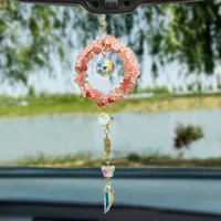 Luxury Automobile Hanging Ornament Crystal Rearview Mirror Decoration Natural Stone On Behalf Of The Consignor Live Vehicle Interior Design Accessories main image 1