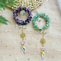 Luxury Automobile Hanging Ornament Crystal Rearview Mirror Decoration Natural Stone On Behalf Of The Consignor Live Vehicle Interior Design Accessories main image 3