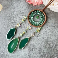Hand-Woven Natural Green Turquoise Car Pendant Luxury Men's Gift Exclusive Automobile Hanging Ornament Iron Hoop Material main image 2
