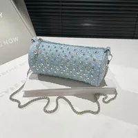 Casual Denim Color Block Shoulder Bag Women's Crossbody Handbag Fashion Studs Chain Strap Street Style Pure Color Handbag main image 2
