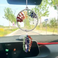 Handmade Crystal Stone Dreamcatcher Car Pendant Luxury Vehicle Interior Design Decoration Lady Style Iron Hoop Copper Wire main image 1